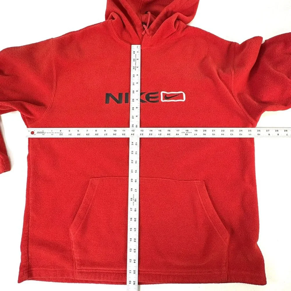 Vtg Nike Travis Scott Center Swoosh Spell Out Fleece Hoodie Sweatshirt Red Men L